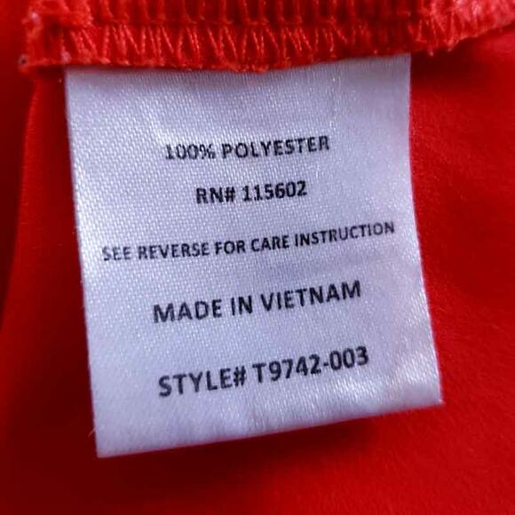 LUSH Blouse Short Sleeve Orangey Red Lightweight Vneck Oversized XS - Picture 6 of 6